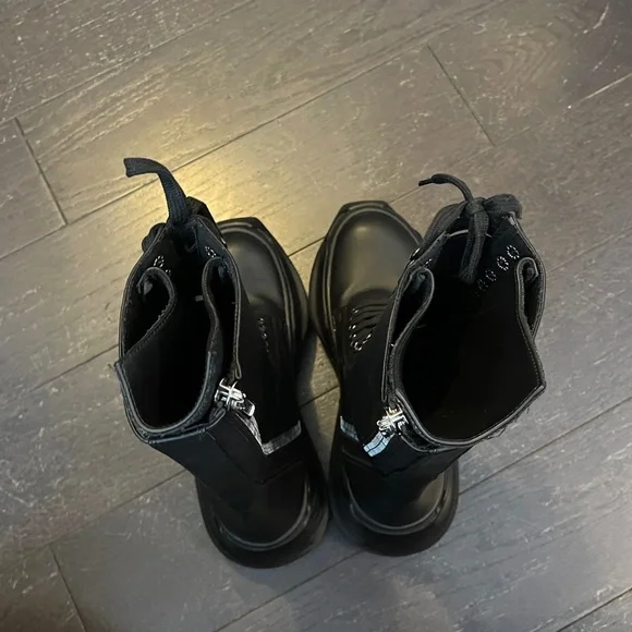 Rick Owens DRKSHDW black leather High Lace-Up Mod Military Boots IT 39 HTF - Picture 10 of 13